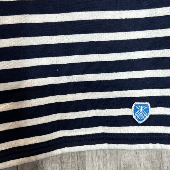 Orcival Fleece Top Sweatshirt Navy and White Stripes Nautical Long Sleeve Size 0 - Picture 3 of 6